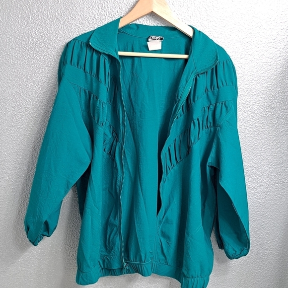 Vintage Teddi Sport 80's Sea Foam Green Track Jacket - Picture 7 of 9